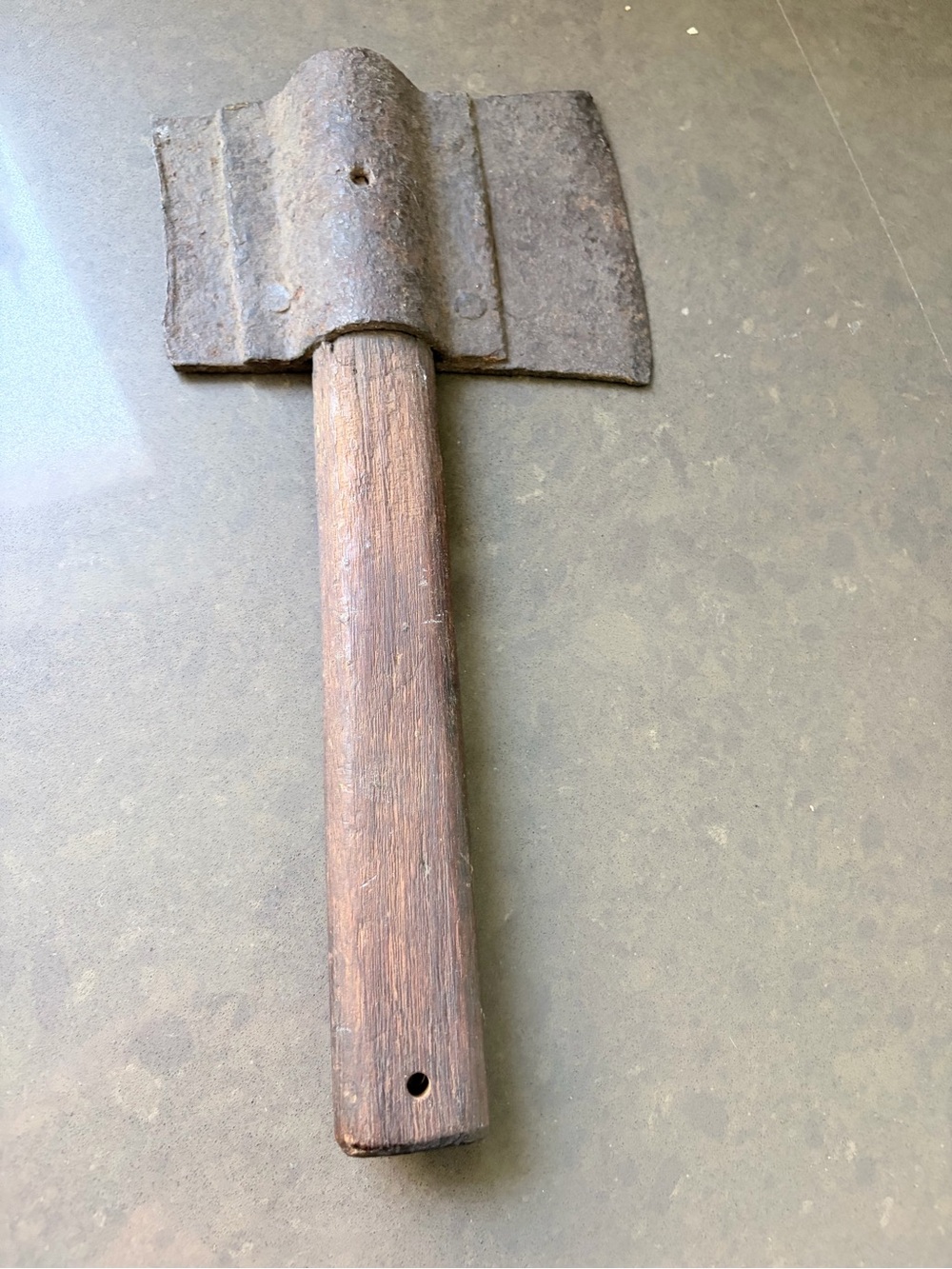 Vintage tool hewing hatchet Brown Wood Handle broad axe